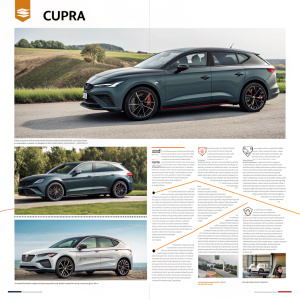 Detailed exploration of Cupra logo evolution in magazine layout. Focus on design elements and strategic positioning.