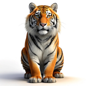 Realistic of a complete full body, Tiger, white background, 