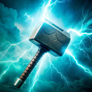 Thor's magical hammer, forged for him by dwarves named Brock and Eitri.A LOT OF LIGHTNING Mjollnir