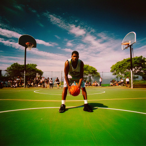 Spencer Dinwiddie, intense gaze, wearing Brooklyn Nets jersey. Indoor basketball court, surrounded by spectators.