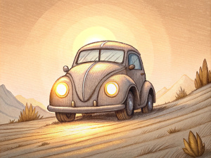 car headlight, cartoon style