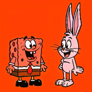 SpongeBob talking to Bugs Bunny