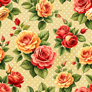 retro roses, seamless pattern