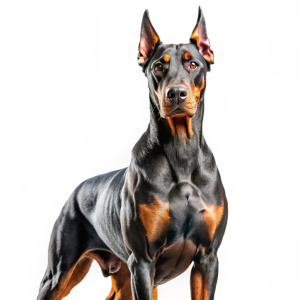 doberman, hiper definicion, cuerpo fuerte, sin fondo de la imagen