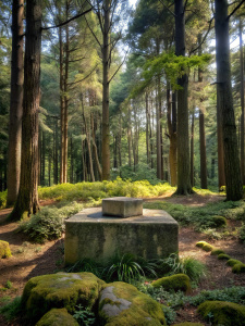 forest and stone podium