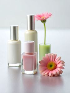 cosmetics for manicure minimalist style with flower on back



