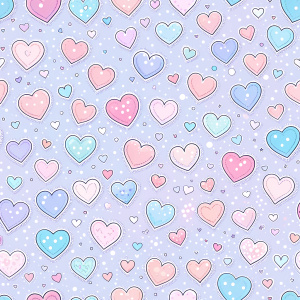 a simple pattern with hearts, boho, pastel, low contrast, flat colour background