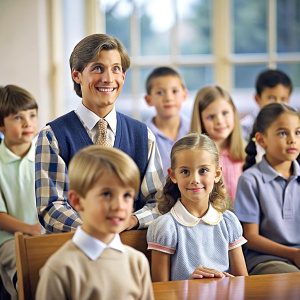 Children are listening to the lesson in the classroom