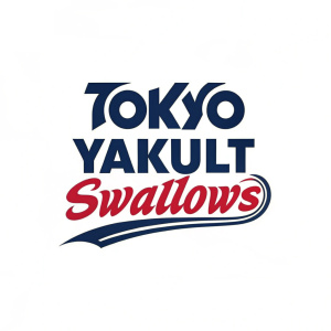 Modern, bold logo for Tokyo Yakult Swallows. Dynamic font evoking motion. Dark and vibrant colors. Clean, minimalist background.