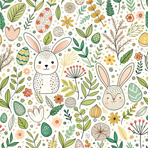 easter minimalist doodles seamless pattern tile, white ground