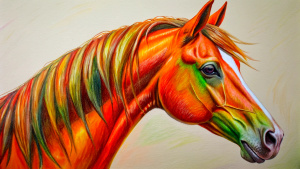 Very detailed horse portrait pop art