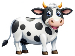  cartoon VACA PRETA E BRANCA white backround