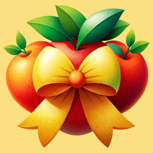 Yellow and red bow with fruit