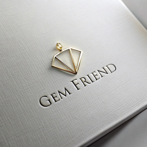 jewery logo in white tone and add Gem Friend as name of brand