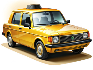 realistic vector.yellow,black,color intrend taxi.high detail.random views.on white background.