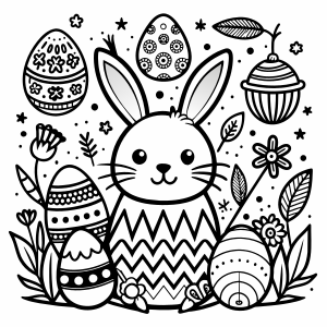 Easter,doodle, line art, black lines, white background,cover
