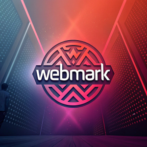 Digital artwork showcasing the Webmark logo. A bold, modern emblem with geometric patterns and the word 'Webmark' in sleek font. Vibrant gradient background.
