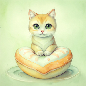 big eye cute cat on donut