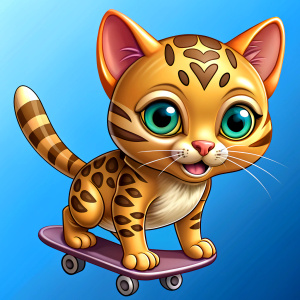 
skateboarder cute Bengal Cat