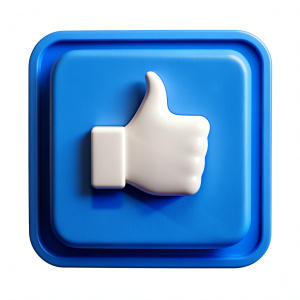 3d thumbs up notification icon on blue speech bubble. design elements for social networks. illustration isolated on white background. 3d rendering