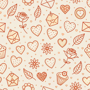 valentine day minimalist doodles for seamless pattern tile, light background