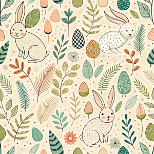 easter minimalist doodles seamless pattern tile, white ground