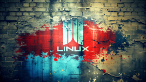 Street art dirt wall minimal "LINUX" Logo