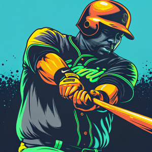 Eduardo Nunez, in the midst of a dramatic swing, San Francisco Giants jersey. Fierce determination in his eyes, the crowd blurry in the background.
