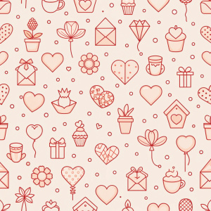 valentine day minimalist doodles for seamless pattern tile, light background