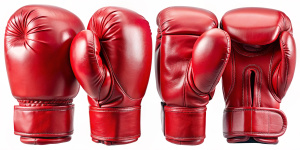 Set of 4 Red Boxing Gloves - Transparent PNG Images (Various Angles)