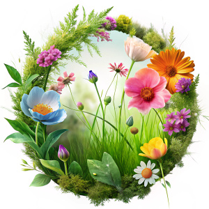 Flower Photo Overlay, grass summer spring flowers, Photoshop frame , png
