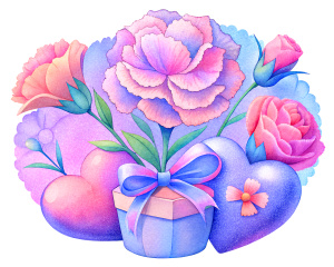 Watercolor, carnation, love, heart, gifts, bows, happiness, white background, , Mother's Day, watercolor celebration of mothers around the world, illustrative background in watercolor, wallpaper
