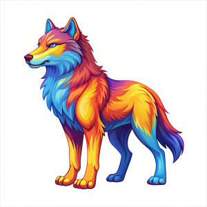 Arctic Wolf, full body, side view, mascot cartoon character isolated on white background