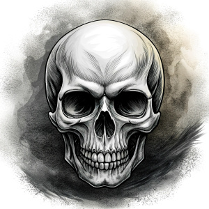 motorcycle biker skull tattoo design - perfect realistic art - high-definition - grey and black - white background 