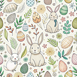 easter minimalist doodles seamless pattern tile, white ground