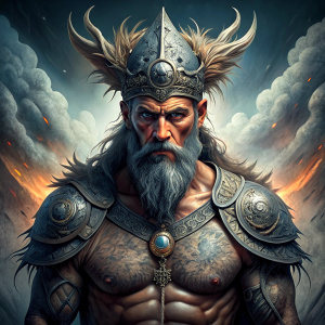 Viking Surt - Ruler of Muspellsheim - perfect realistic art, high-definition grey and black, white background tattoo design