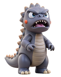 angry, cute godzilla, side view
