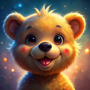 cute smiling teddy  kiss lips digital painting, clipart