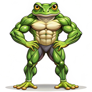 Um homem musculoso sapo sem camisa de corpo inteiro anime