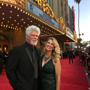 Barry Bostwick and Sherri Jensen at the world premiere of Gypsy. El Capitan Theater's grand entrance with Hollywood backdrop.