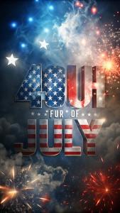 American flag teks " fourth of july " ,smoke,bokeh stars