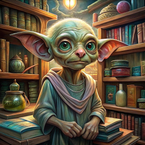 adorable dobby elf dobby library in the woods

















