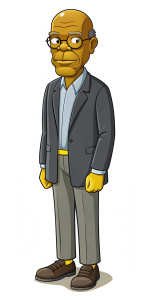 Full body shot of Samuel L. Jackson in the style of the Simpsons if the Simpsons were real