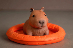 cute capybara swimming in the pool
