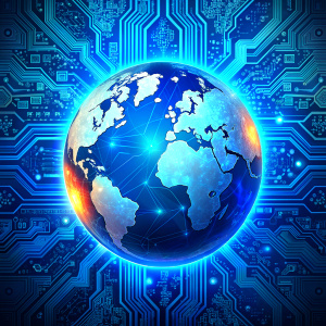 global blue circuit board  background