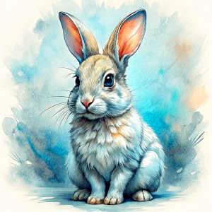 white rabbit, cute ink sketch style illustration



