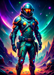 full body from head to foot, arms in front of Scifi asian soldier in a futuristic suit three futuristic a human male general digital art style illustration painting, no mask, have face, use a gun, helmet,  turn the left