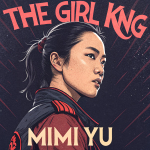The cover of 'The Girl King' by Mimi Yu. A young Asian woman in a fierce pose, hair tied back, face stern. Dark and vivid colors dominate the background. The title and author's name are prominently displayed in bold letters.