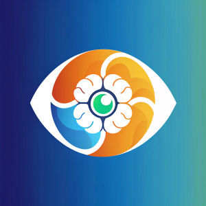 logomarca que simboliza um olho e um cerebro, logo  abstrato