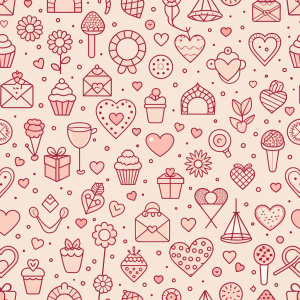 valentine day minimalist doodles for seamless pattern tile, light background